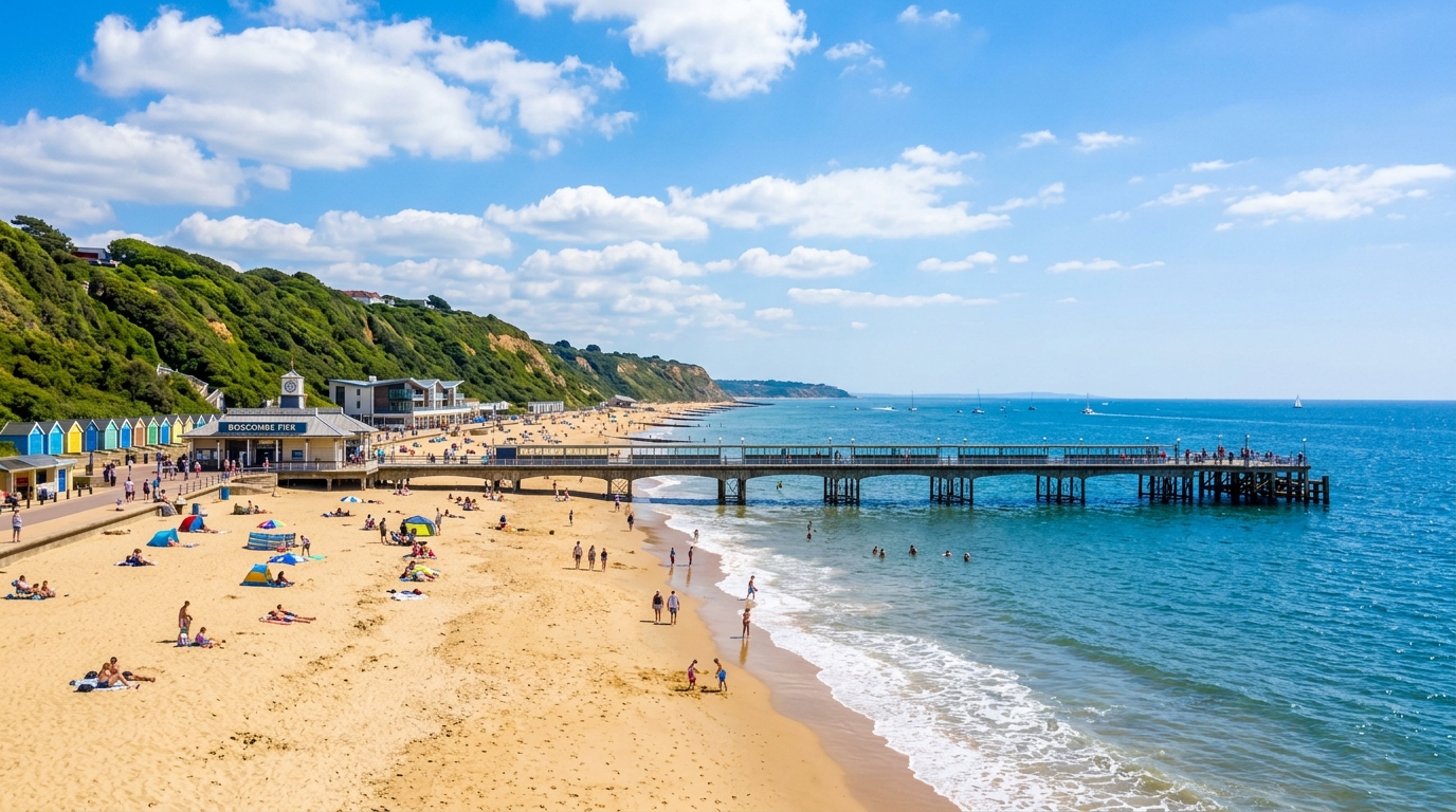 Boscombe Pier and Beach on a sunny day